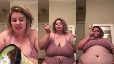 CURVY BBW IS HUNGRY SO SHE CHOWS DOWN ON ICE CREAM