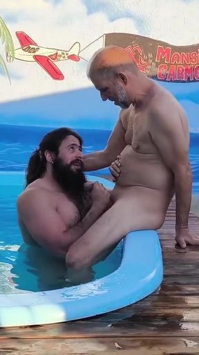 I caught it in the act myFather making out with his friend in the pool   Clip 3