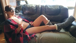 Smoking cork topless 🔥💦