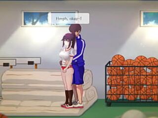 Hawt college lady having sex in a gymnastics stadium in erotic ryona manga game clip