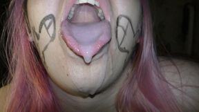 Cumslut wife covered in cum, swallow huge drooling cumshots