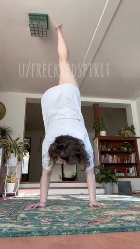 Handstand on yoga mat