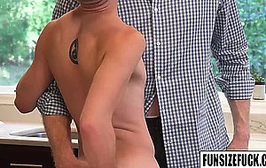 A nice morning sex for petite guy Tom Bentley in the kitchen