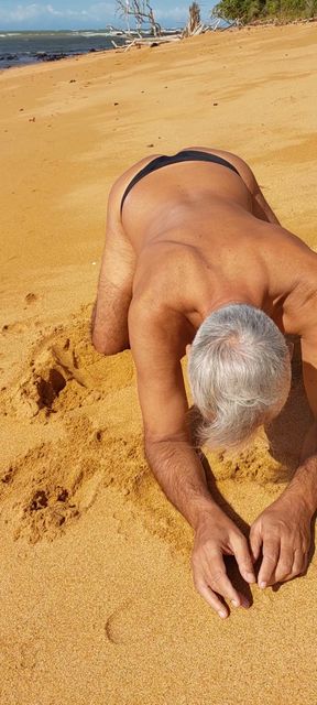 Ladysilva on the beach in panties showing off her hot ass