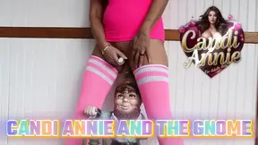 Horny Candi Annie rides garden gnome's stiff dick