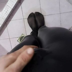 Leather leggings pissing