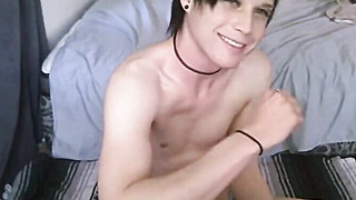 Emo Twink Femboy Strokes and Cums on Cam 2