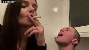 amateur close-up human ashtray and spitting femdom with smoking mistress sofi