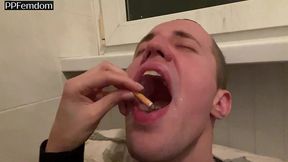 amateur close-up human ashtray and spitting femdom with smoking mistress sofi