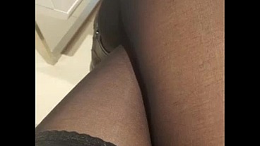 I show you my legs and stockings in a crowded public bar