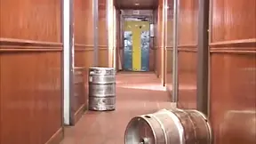 Blonde milf in plaid skirt gets pounded at bar