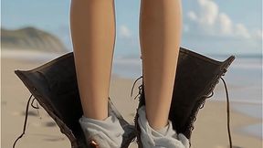 STRIPPED by NATURE : Hannah walks along the beach as her clothing rots off causing her to be completely nude