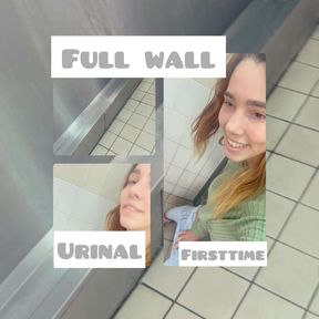 First Time Wall Urinal Pee in Mens Bathroom