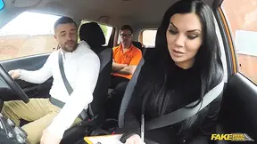Hot brunette Jasmine Jae seduces driver in car for doggystyle sex