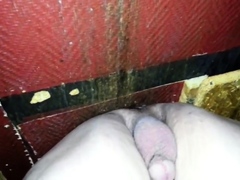 Bare back fuck at glory hole with cum eating