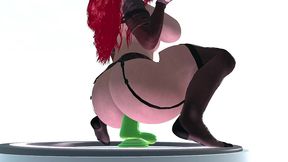 super thick redhead rides a dildo - 3d porn