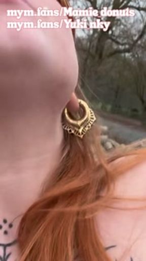 she licks her pussy on the hood of the car - French amateur lesbian alt public exhibition