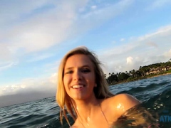 Amateur Blonde Chick Strips To Thong