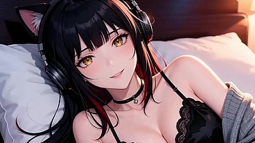 A sexy girl with black and red hair, performing an extremely difficult pose. Perfect oral sex, deep throat You must come and have a look! AI-generated