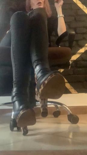 POV High heels under desk