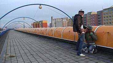Outdoor public sex couple love to be watched on roof and train station sucking dick
