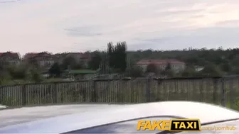 Black haired hottie sucks taxi driver's big dick in public
