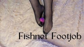 A Footjob and Tease with Fishnets