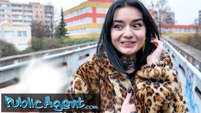 Crystal Cherry deepthroats huge cock in fake public POV