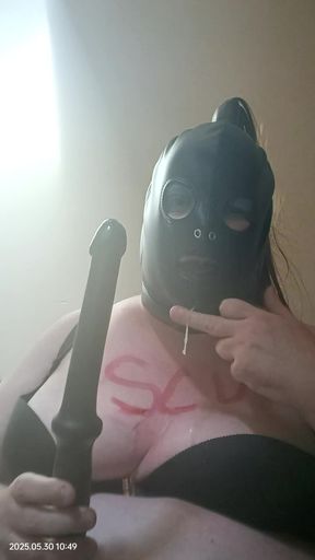 BBW TV Face Fucking Herself with a Dildo