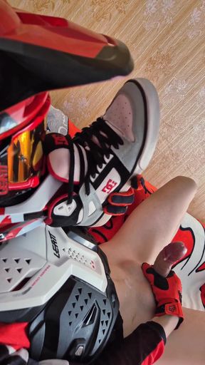 In Biker Gear, He Brought to Orgasm