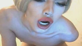 Hot Blonde Tranny Masturbating her Cock