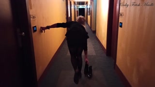 EXTREME RISKY STRIPTEASE with ANAL/PUSSY MATURBATION for a SLUT in a HOTEL ending wiith ORGASM