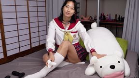 clit vibrator goes inside her tight pussy - college girl sex slave