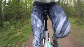 Cute Girl With Round Ass Deepthroats Guy's Cock During Bike Ride In The Forest