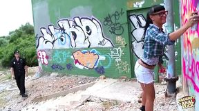Hung officer punishes sultry brunette with intense anal&#x1F44C; sex in public alleyway