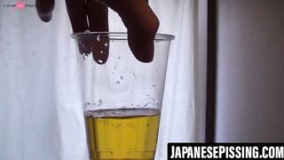 Japanese babe gets playfulness with her cat after pissing