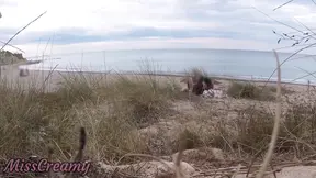French teacher Slut Blowjob Amateur on Nude Beach public front stranger with Cumshot - MissCreamy