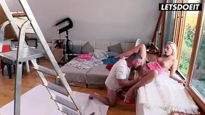 Tattooed blonde rides his cock cowgirl style then turns around for reverse fun.