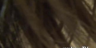 Japanese chick in traditional Asian outfit slobbers on dick
