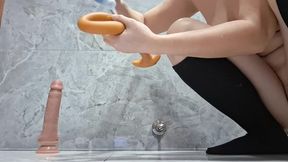 DAP double anal with slinky snake and dildo, with a bonus nice meaty gape