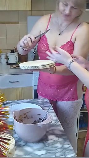 I'm making a sweet breakfast naked with my busty MILF friend.   Clip 3