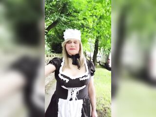 Sissy maid outdoors in Lancashire