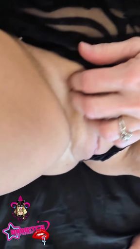 Kat-licious Seductively Teases While in Bed with Zebra Print Teddy