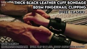 Thick Black Leather Cuff Bondage BDSM Fingernail Clipping