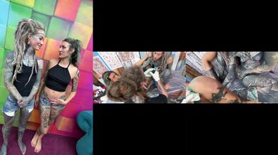 Tattoo Shop BTS - Fingering Tattooed Girl While She Gets Her Knee Tattooed