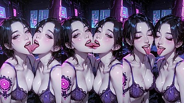 30sec AI Animation: Beautiful women kissing