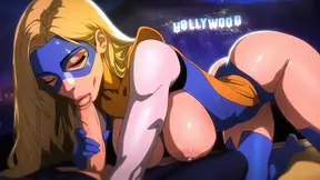 Busty blonde milf gives a hot public blowjob in Hollywood