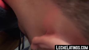Shy Latino jock's hard doggystyle drilling and massive cumshot