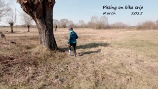 Quick pissing during a bike ride it is still cold but I need to expose my round butt