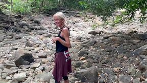 Lost blonde wife offers cock-sucking in the Spanish forest